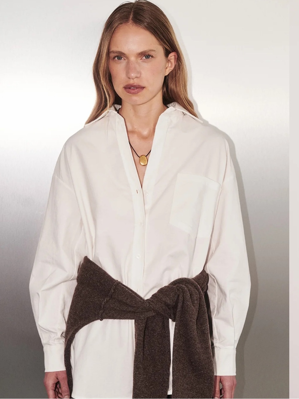 DISSH White 100% Cotton Button-Front Oversized Shirt
